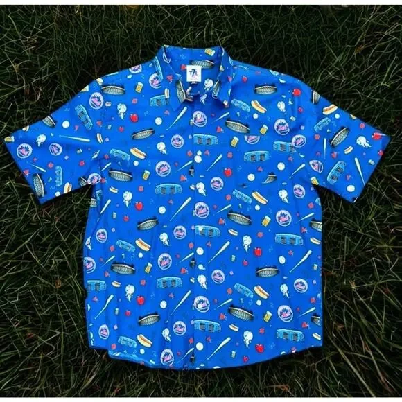 New York Mets The 7 Line T7L “Party Time” Button Up Shirt 2XL NWOT MLB Rare - Picture 8 of 8